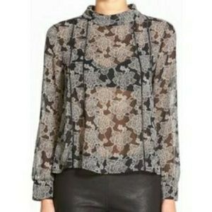 Sheer black floral blouse